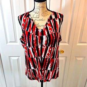 Red and Black Sleeveless Blouse